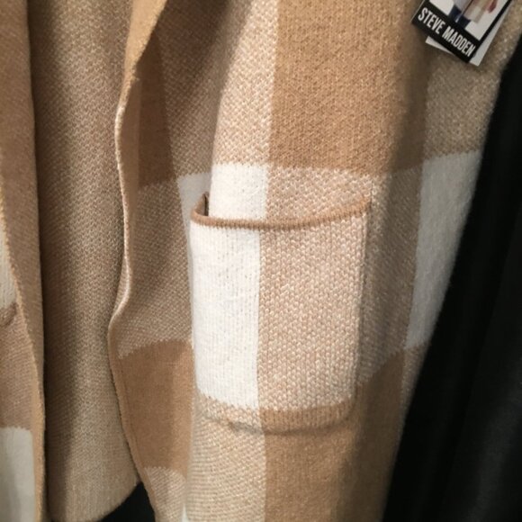 NWT Steve Madden checkered sleeveless long cardigan with pockets XL - Picture 5 of 10